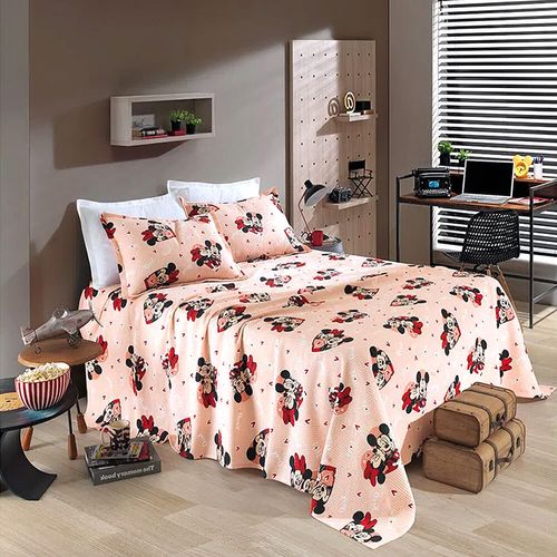 Kit Colcha / Cobre leito Queen Mickey e Minnie 2,4m x 2,5m - Dohler