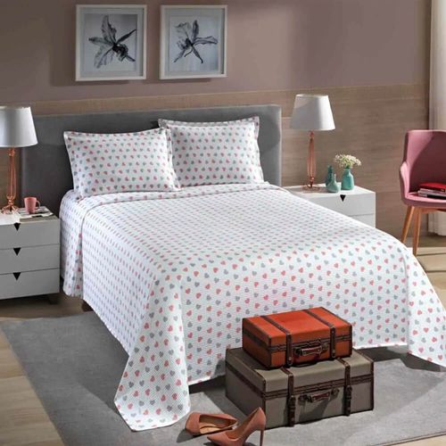 Kit Colcha / Cobre Leito Casal Piquet Estampado - Dohler