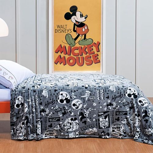 Manta Solteiro Flannel Mickey e Minnie - Andreza